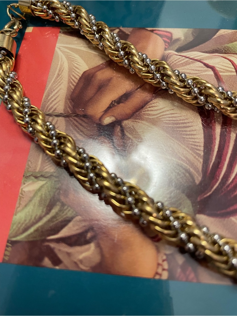 Vintage Lanvin Paris Gold and Silver Twisted Rope Chain Necklace